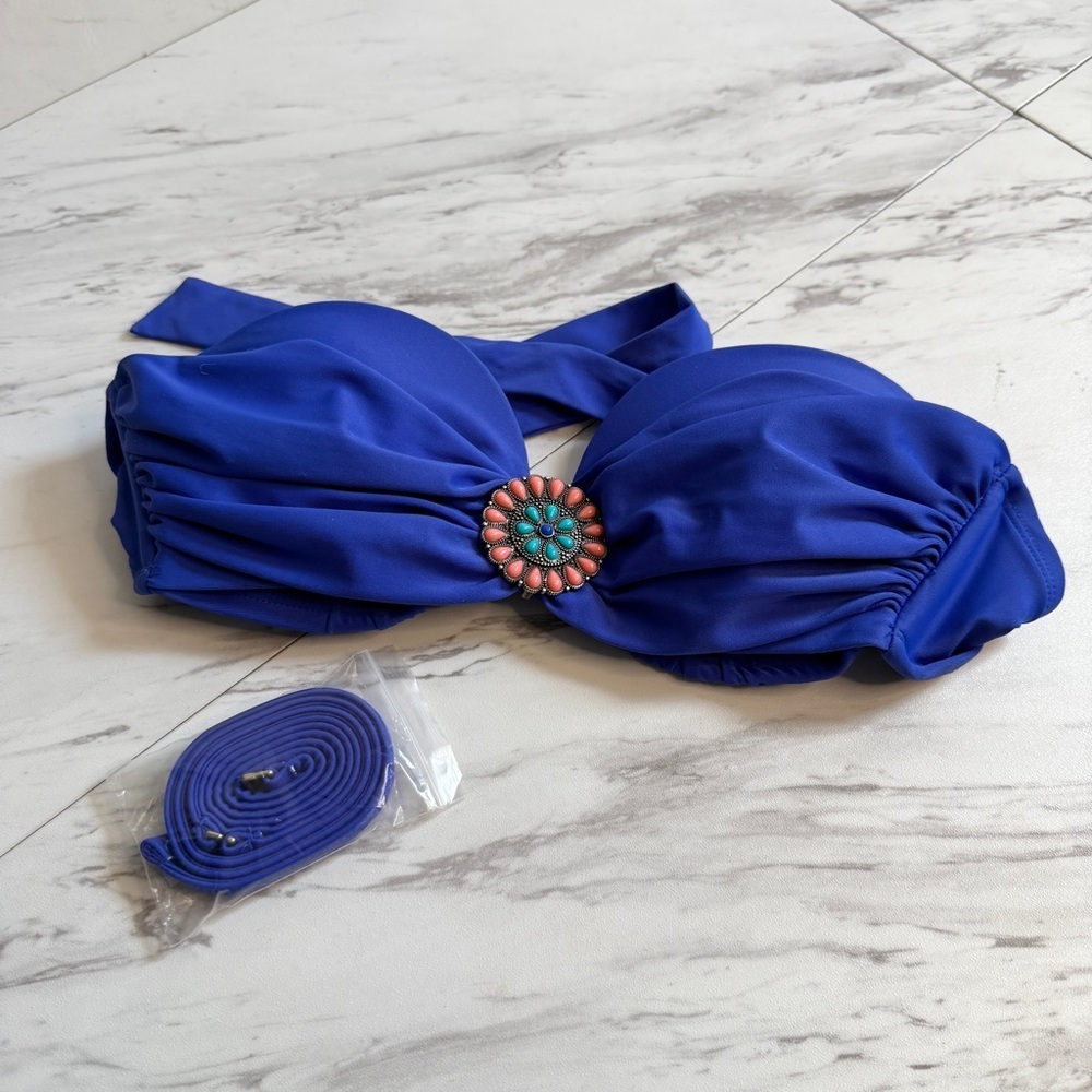 NEW Xhilaration 2-in-1 Boho Medallion Bandeau Halter Bikini Top SZ S